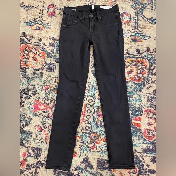 Rag + Bone Jean Leggings in Black Plush. - Picture 1 of 9
